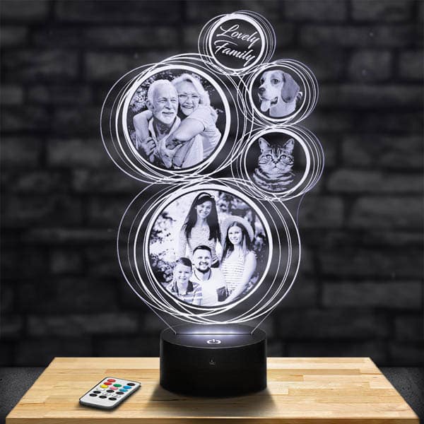 Lampe Personnalisée 5 Ronds 4 Photos