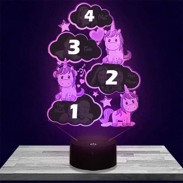 Noël Veilleuse Personnalisée Licornes 4 Photos