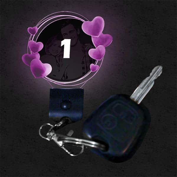 Porte Clef Lumineux Personnalisé Rond Cœur