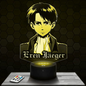 Lampe 3D L'attaque des Titans - Eren Jaeger avec socle au choix !