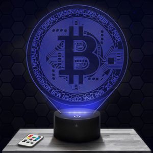 Lampe 3D Bitcoin avec socle au choix !