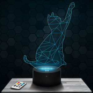 Lampe 3D Chat géométrique avec socle au choix !