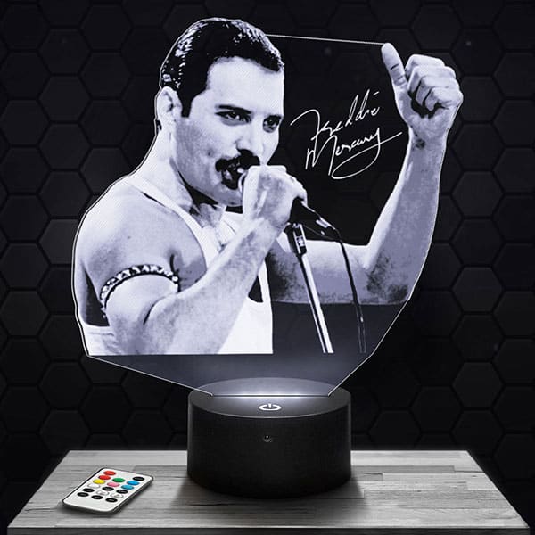 lampe-3d-freddie-mercury Lampe 3D Freddie Mercury / Queen avec socle au choix !