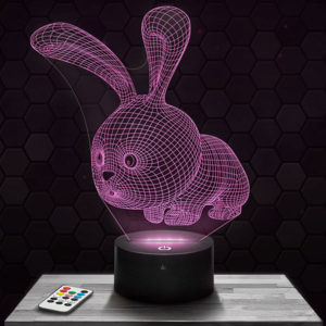 Lampe 3D Lapin Mignon avec socle au choix !