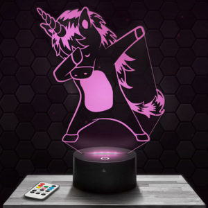 Lampe 3D Licorne DAB avec socle au choix !