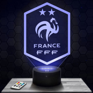 Lampe 3D Logo FFF 2 étoiles avec socle au choix !