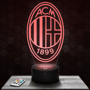 Lampe 3D Logo Milan AC avec socle au choix !