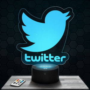 Lampe 3D Logo Twitter avec socle au choix !