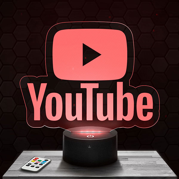 lampe-3d-logo-youtube Lampe 3D Logo Youtube avec socle au choix !