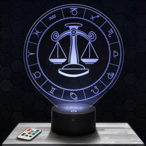 Lampe 3D Signe Astrologique - Balance avec socle au choix !