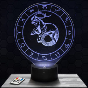 Lampe 3D Signe Astrologique - Capricorne avec socle au choix !