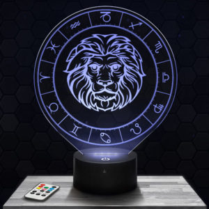 Lampe 3D Signe Astrologique - Lion avec socle au choix !