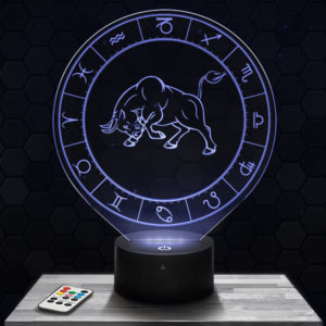 Lampe 3D Signe Astrologique - Taureau avec socle au choix !