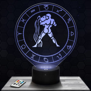 Lampe 3D Signe Astrologique - Verseau avec socle au choix !