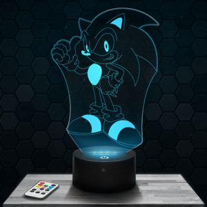 Lampe 3D Sonic avec socle au choix !