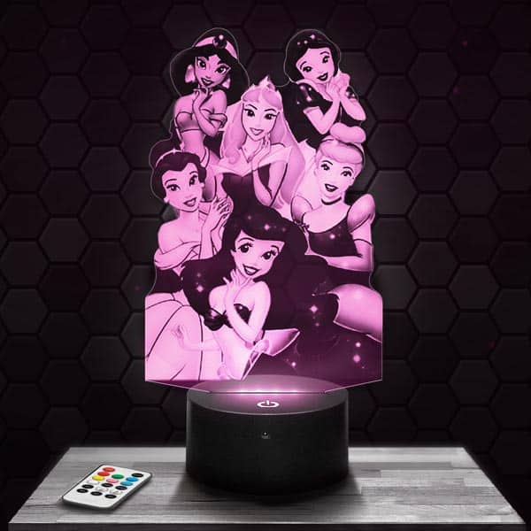 lampe-3d-famille-princesse-disney Princesses Disney - Jasmine Blanche Neige Aurore Belle Cendrillon Ariel