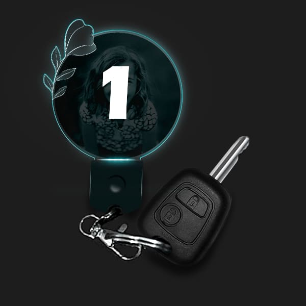 Porte Clef Lumineux Personnalisé Rond Fleur